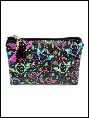 Small PU Leather Cosmetic Bag Mini Makeup Travel Pouch with Zipper Tassel